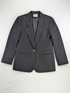 VTG Pendleton 100% Virgin Wool Blazer Womens Size 6 Black Lined 1-Button Jacket